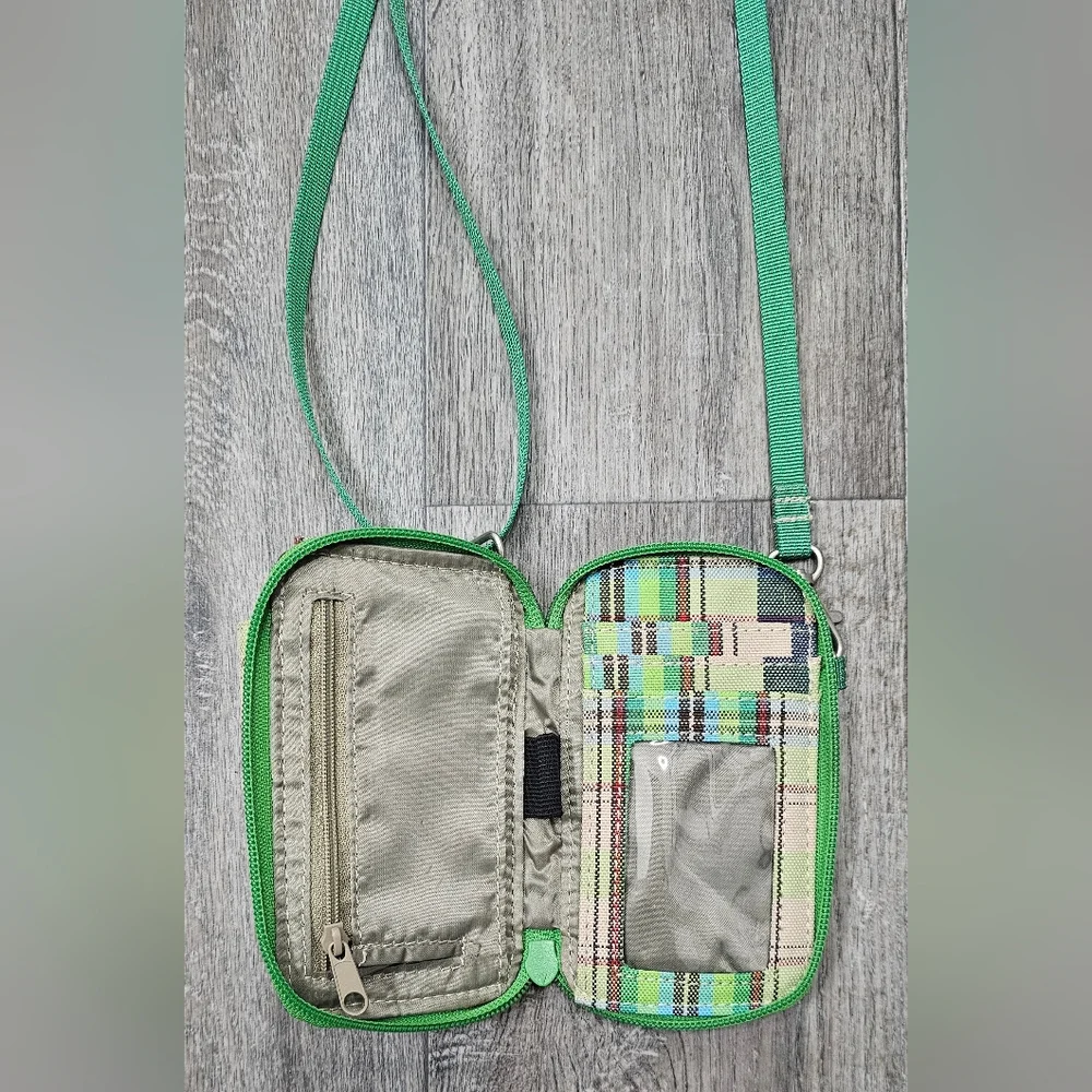 Dakine Green Plaid Crossbody Wallet